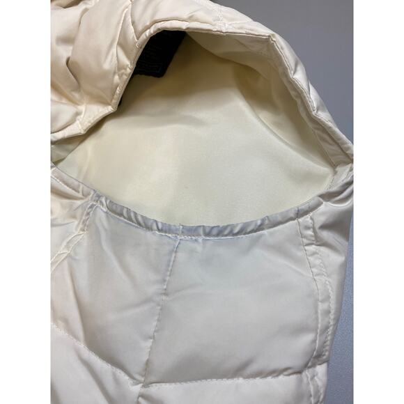 Eddie Bauer Premium Goose Down Puffer Vest Women Sz XL Cream Faux Fur Collar - Picture 12 of 13